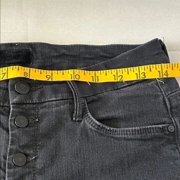 MOTHER THE PIXIE BLACK NOT GUILTY WASH BUTTON FLY SKINNY JEANS SZ 28 - Picture 11 of 13